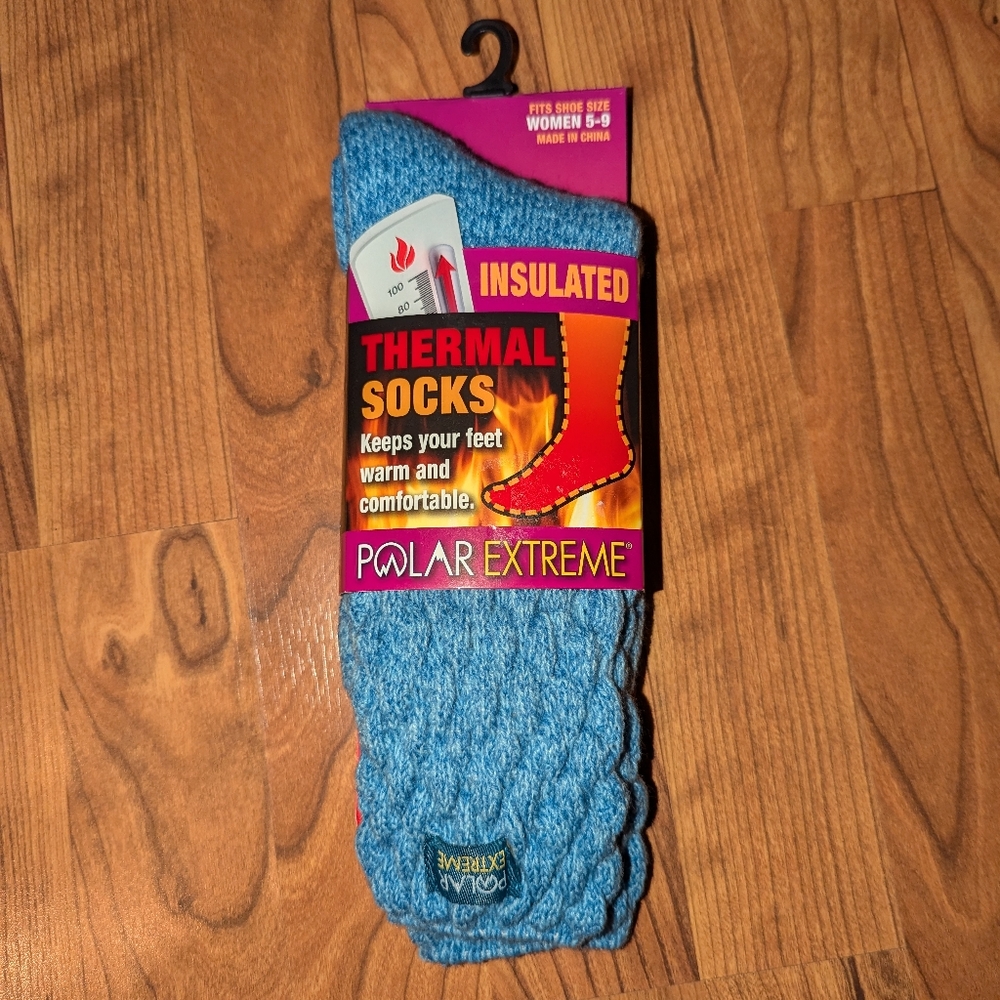 Polar Extreme Insulated Thermal Socks in Blue, Size 5-9